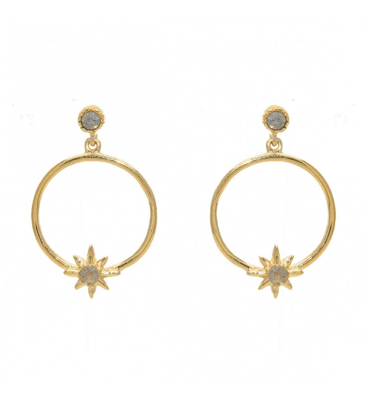 Zlatý Kroužkový Náušnice s Labradority