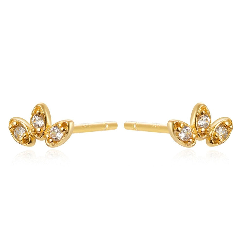Gold earrings with zircons