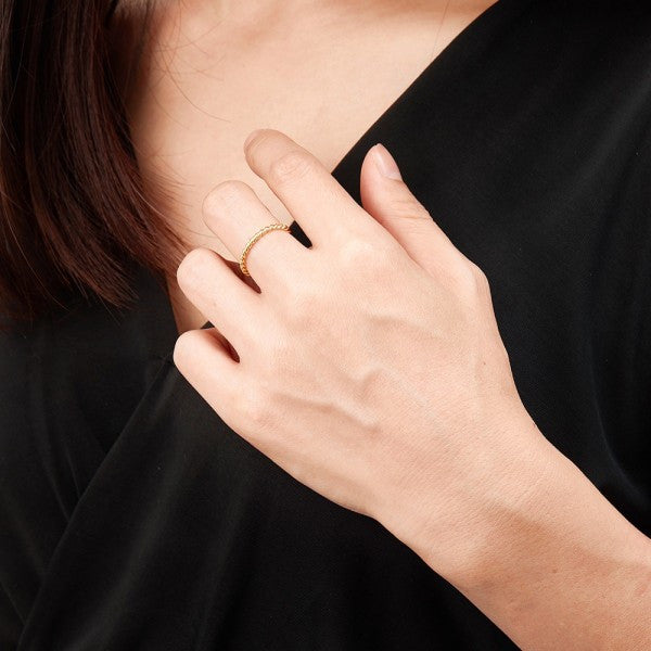 Silver Ring - Twisted Balls -Silver Gold Plated
