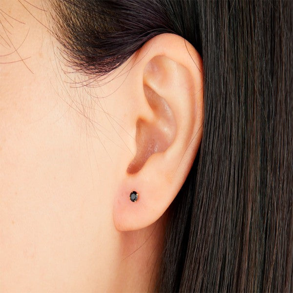 Silver studs with black zirconia