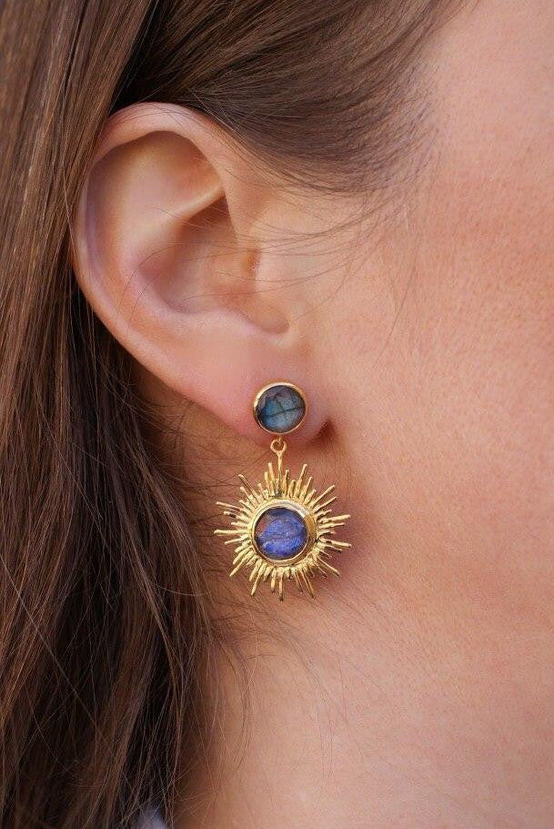 Earrings with big sun
