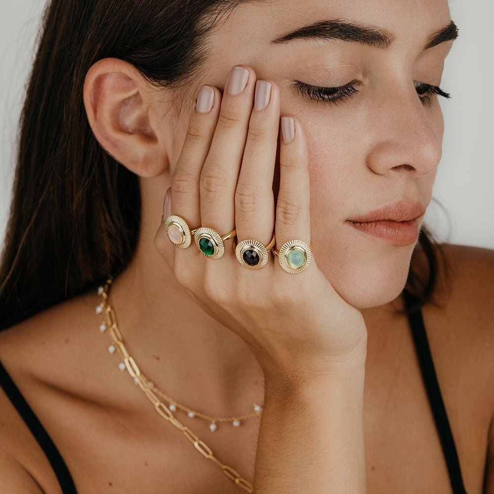 Ring Mineral Tear - Gold Plated