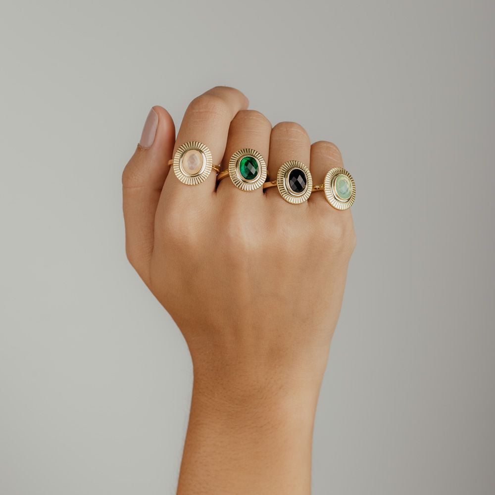 Ring Mineral Tear - Gold Plated