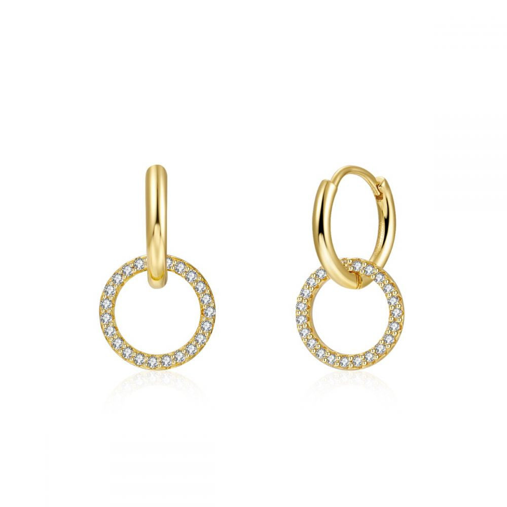 Doble Hoop Earrings - Zircon  - Gold Plated