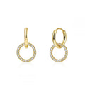 Doble Hoop Earrings - Zircon  - Gold Plated