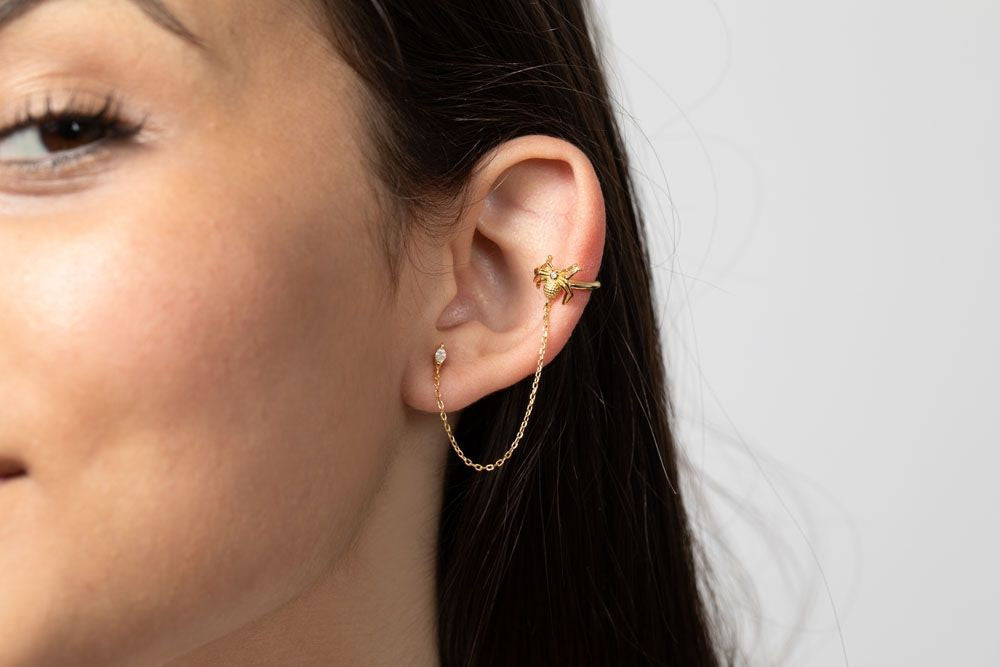 Gold Ear Cuff Spider