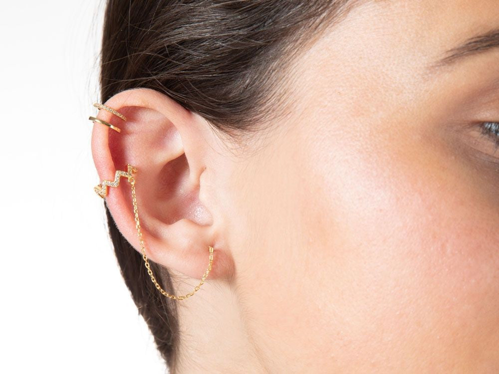 Stříbrný Ear Cuff Zigzag