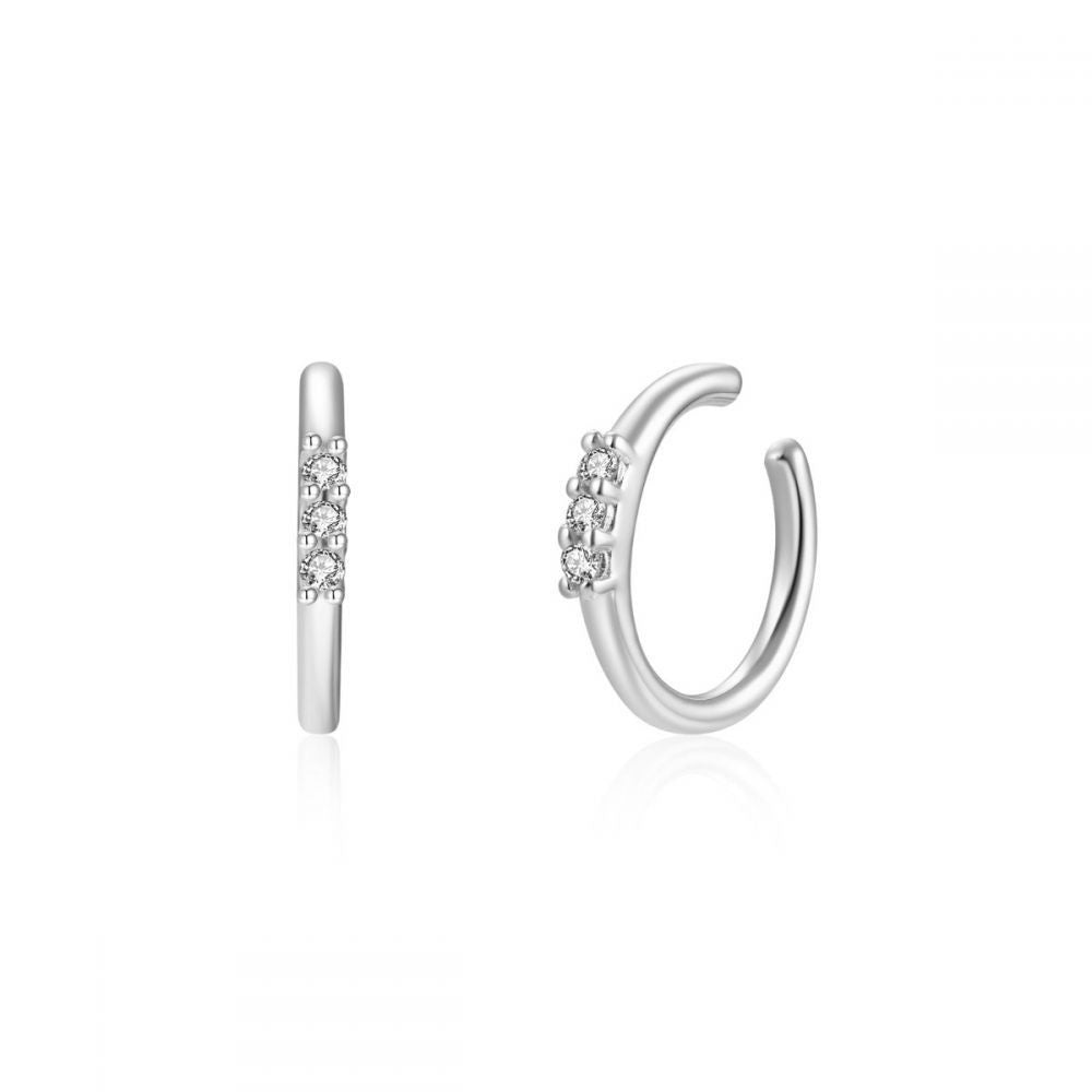Silver Ear Cuff with Three Zirconia