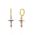 Gold Earrings Cross