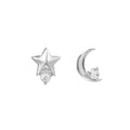 Silver Studs Moon and Star