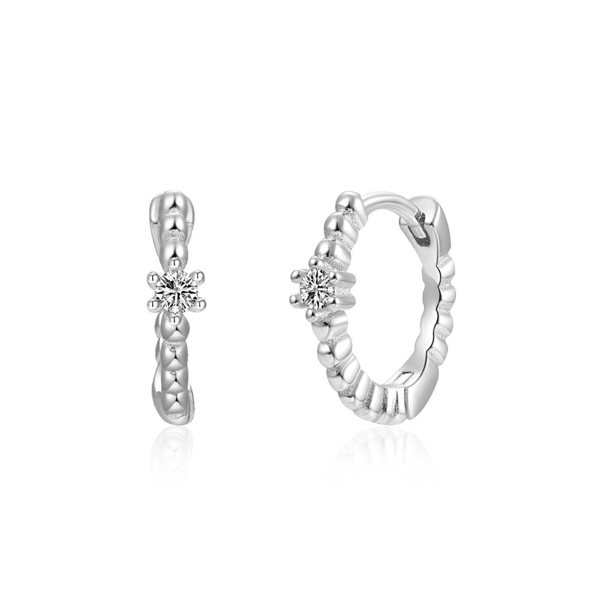 Silver Hoops With Zirconia