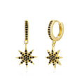 Gold Earrings Black Star