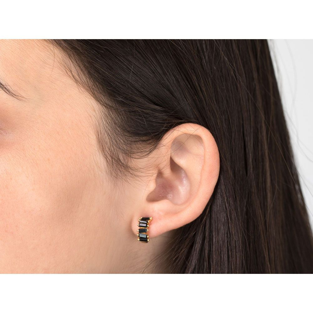 Gold Earrings Black fiver