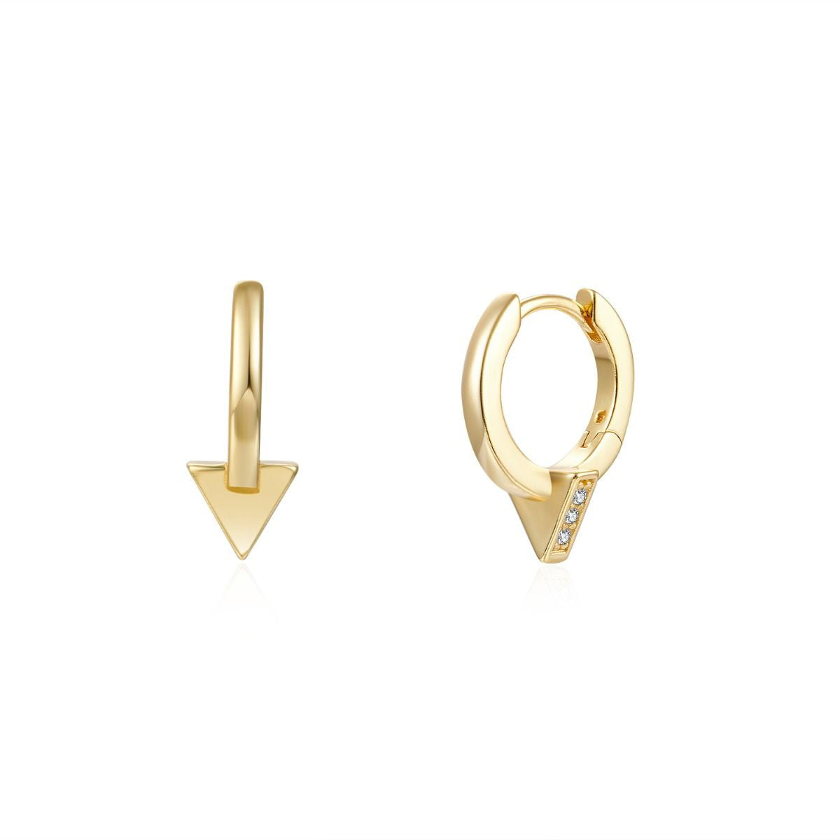 Gold Earrings Hoops with Triangles