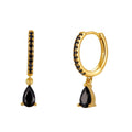 Gold Earrings Medina with Black Zircon