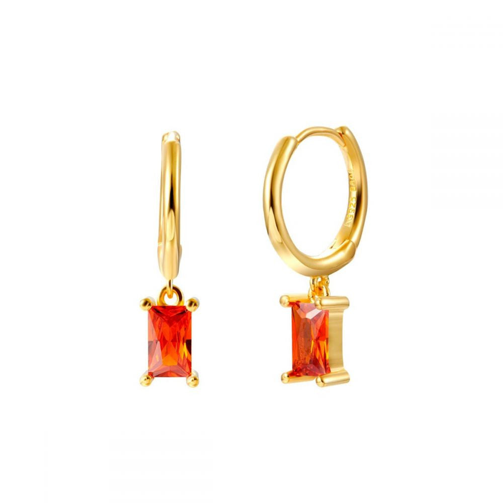 Gold Hoops Orange Zircon