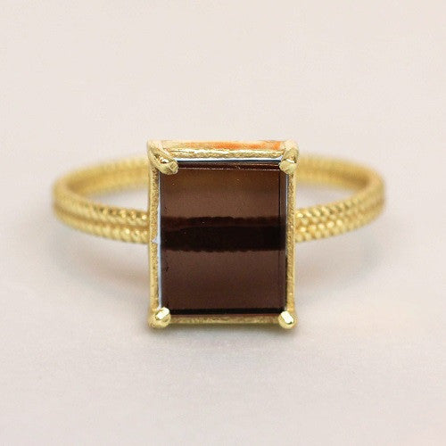 Cubic Ring - Smoked Quartz