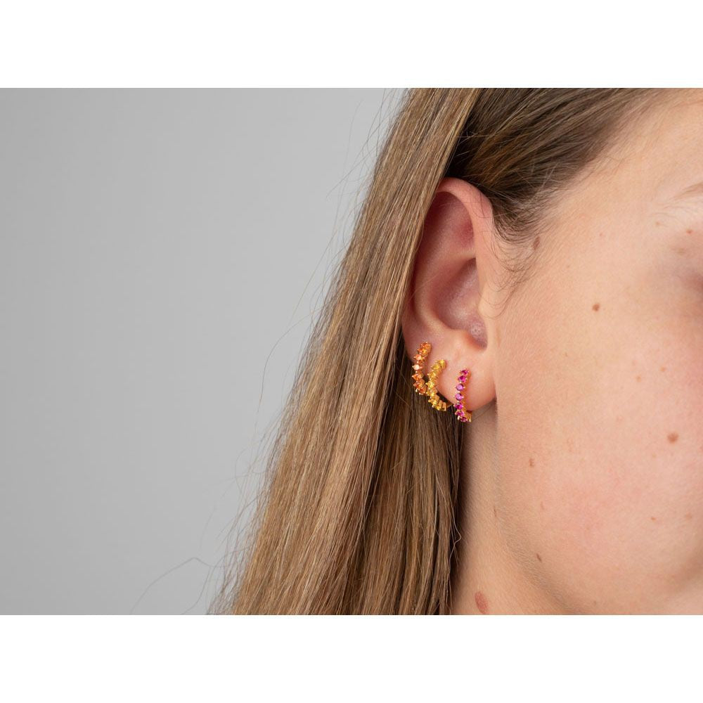 Zlaté náušnice s oranžovými zirkony 12 mm