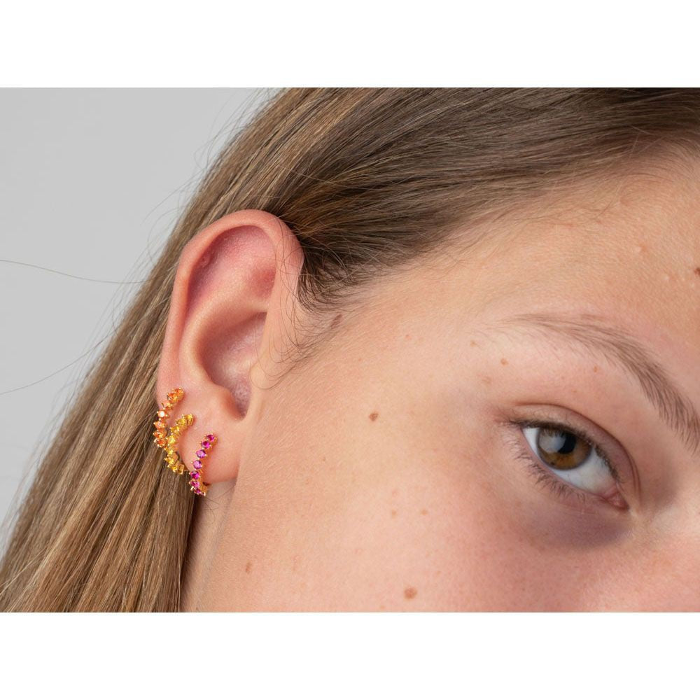 Zlaté náušnice s oranžovými zirkony 12 mm