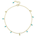 Turquoise Mineral Anklet - Gold Plated and Rhodium Silver