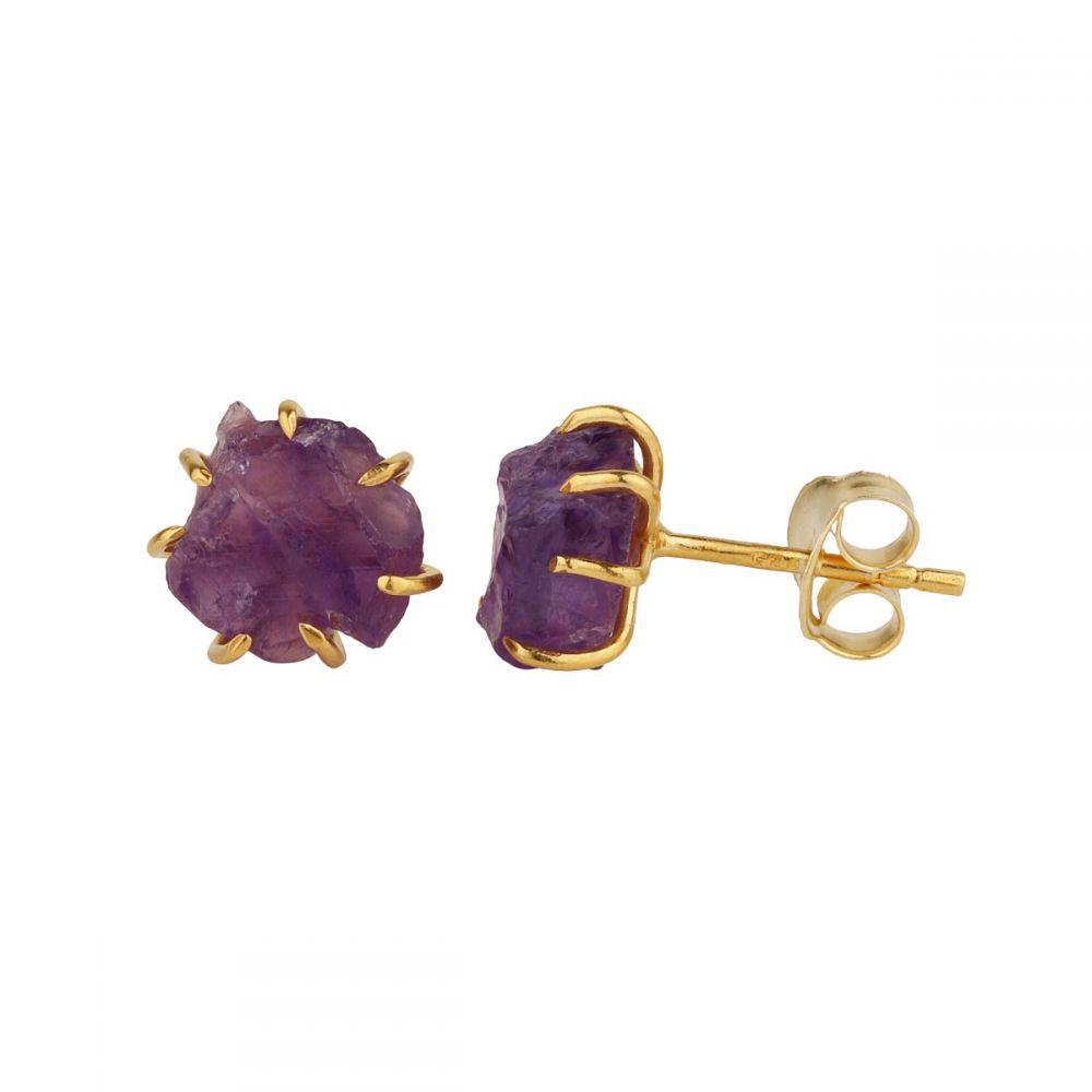 zlaté náušnice s ametystem