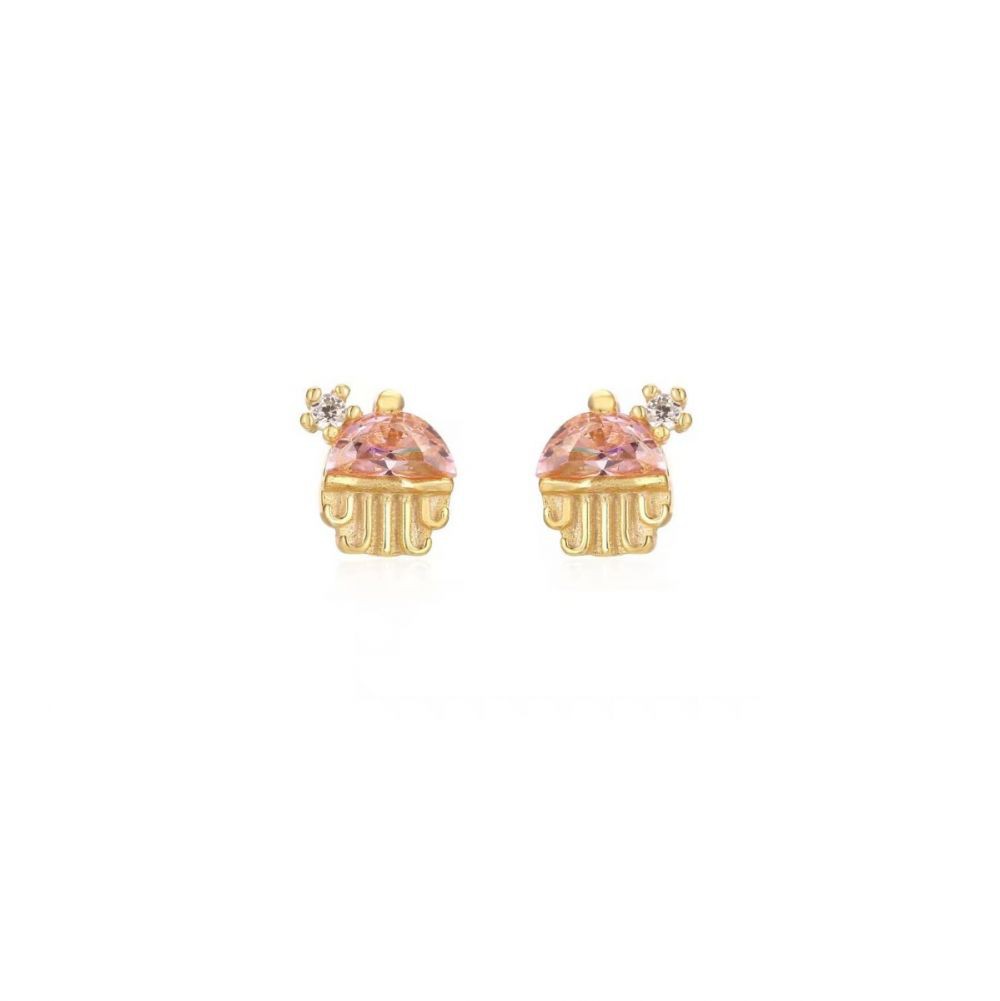 Zlaté náušnice cupcake