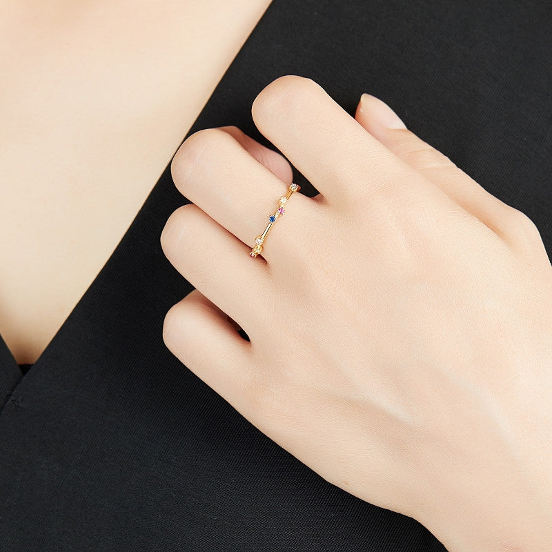 Zirconia Ring - American style - Silver gold plated