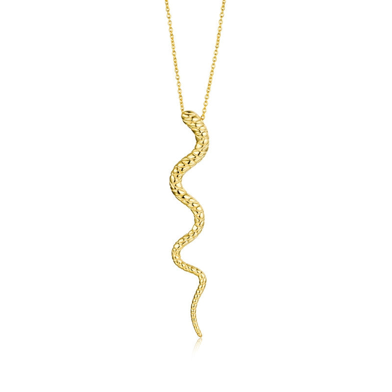 Silver Necklace - Snake 70mm - Gold Plated