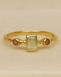Gipsy Style Ring - 3 Stone - Silver Gold Plated