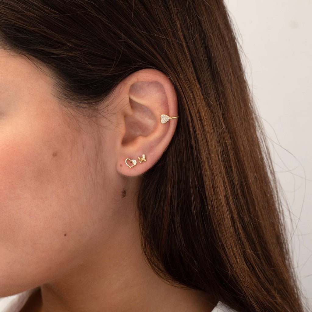 Stříbrný ear cuff srdce