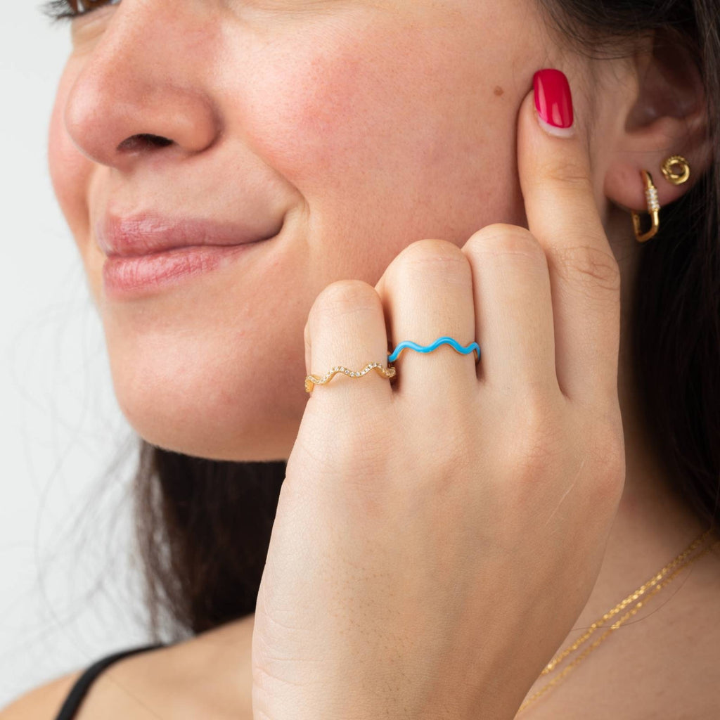 Zircon Wave Ring - Gold Plated