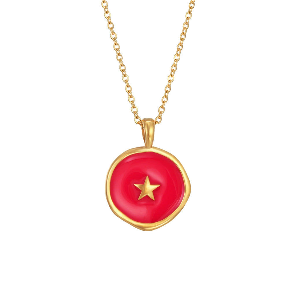 Necklace - Star - Enamel - Gold Plated