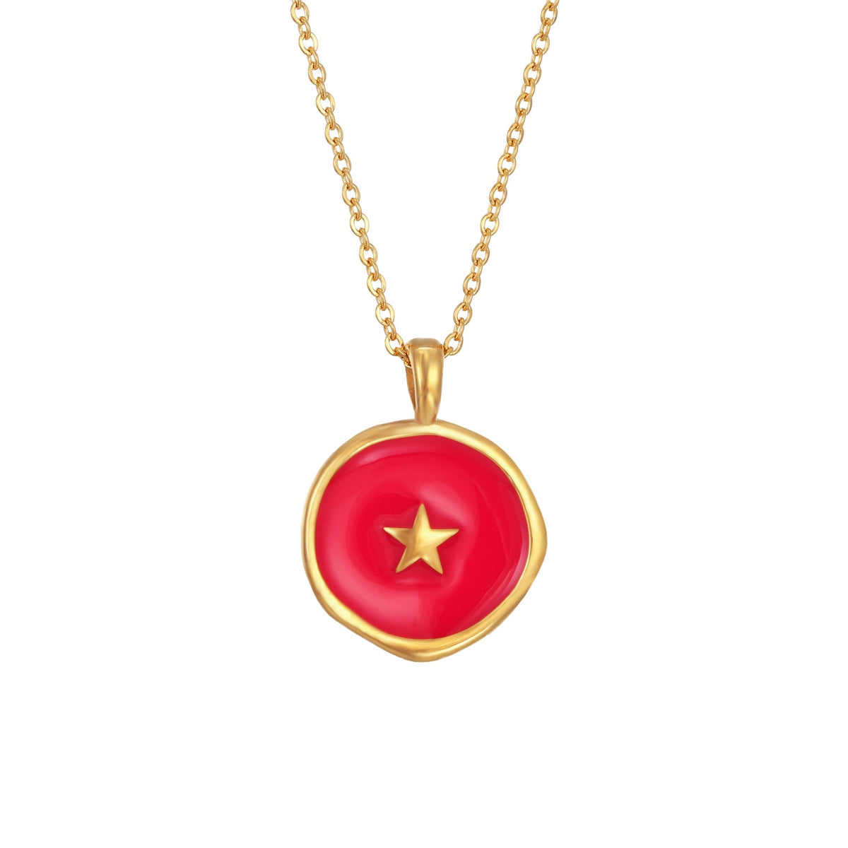 Necklace - Star - Enamel - Gold Plated
