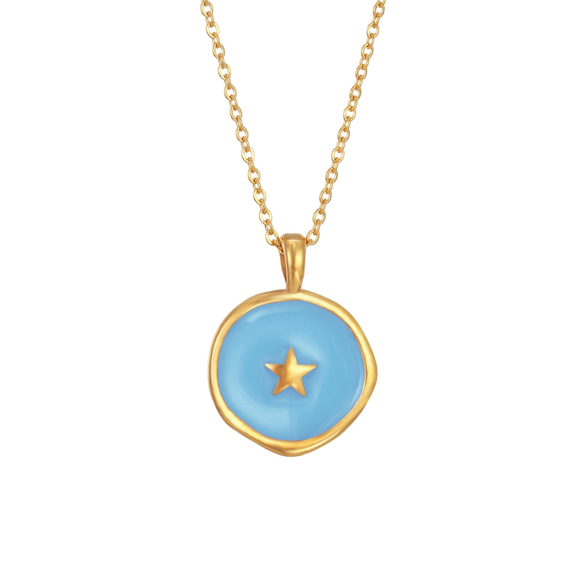 Steel Necklace - Star - Enamel  - Gold Plated