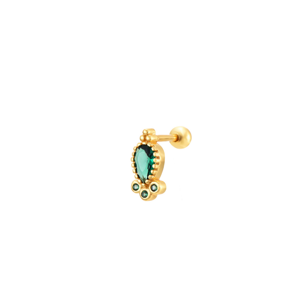 Piercing Earrings - 9,5 mm - Zirconia - Gold Plated and Rhodium Silver