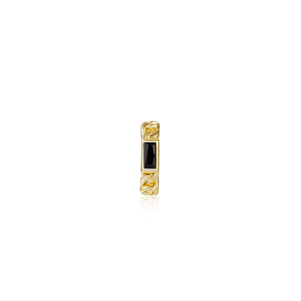 Zlatý ear cuff s černým zirkonem