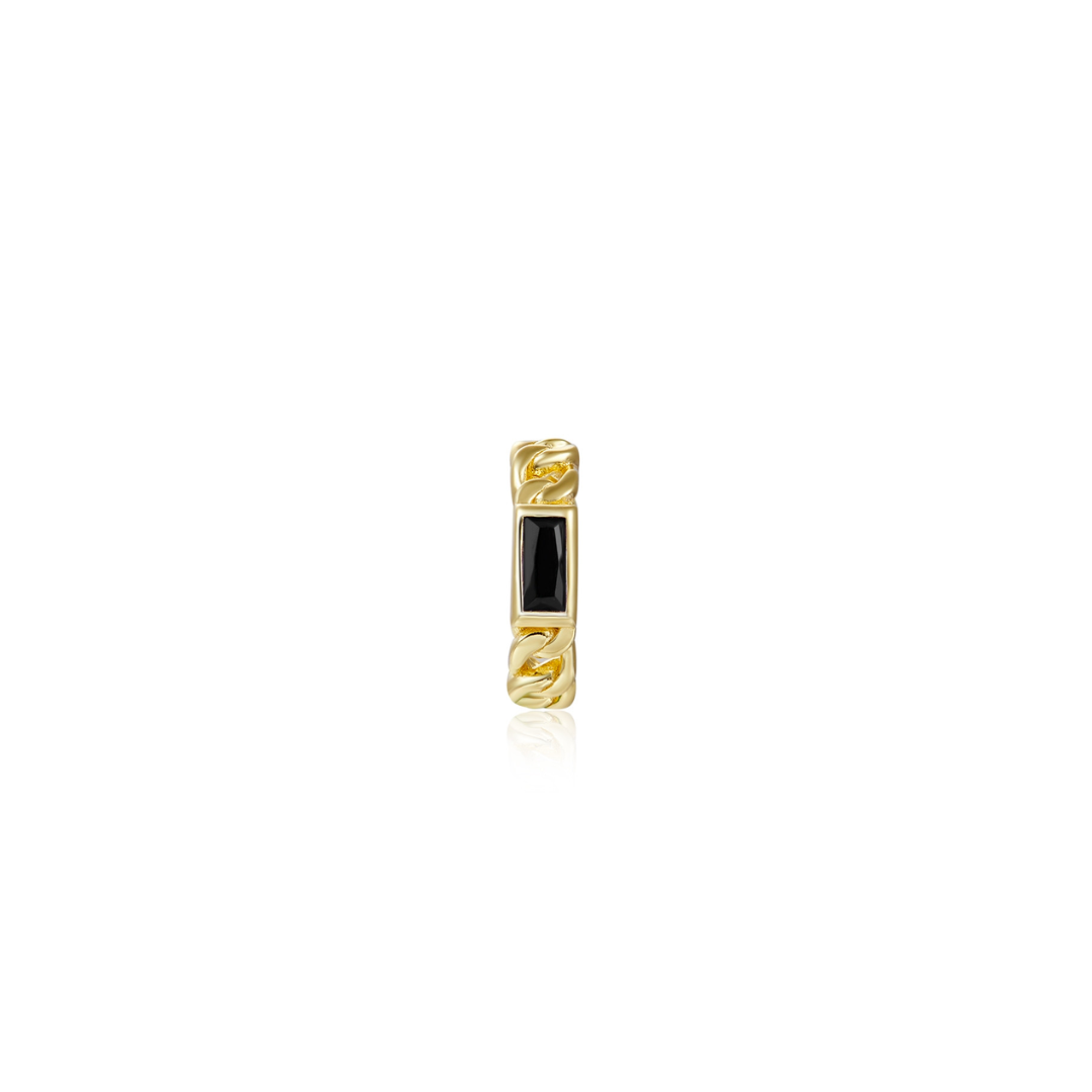 Zlatý ear cuff s černým zirkonem