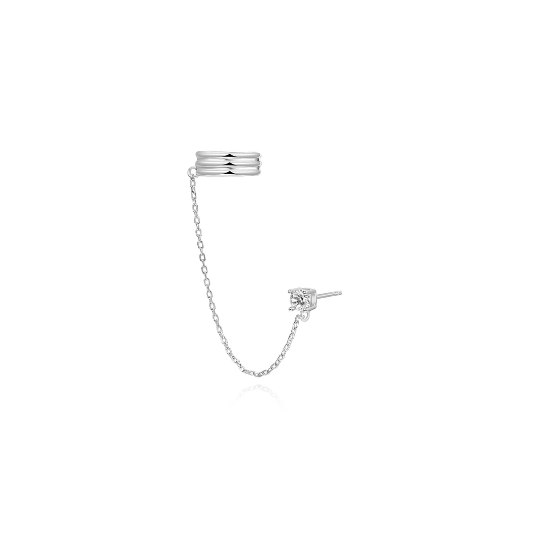 Stříbrný ear cuff s řetízkem