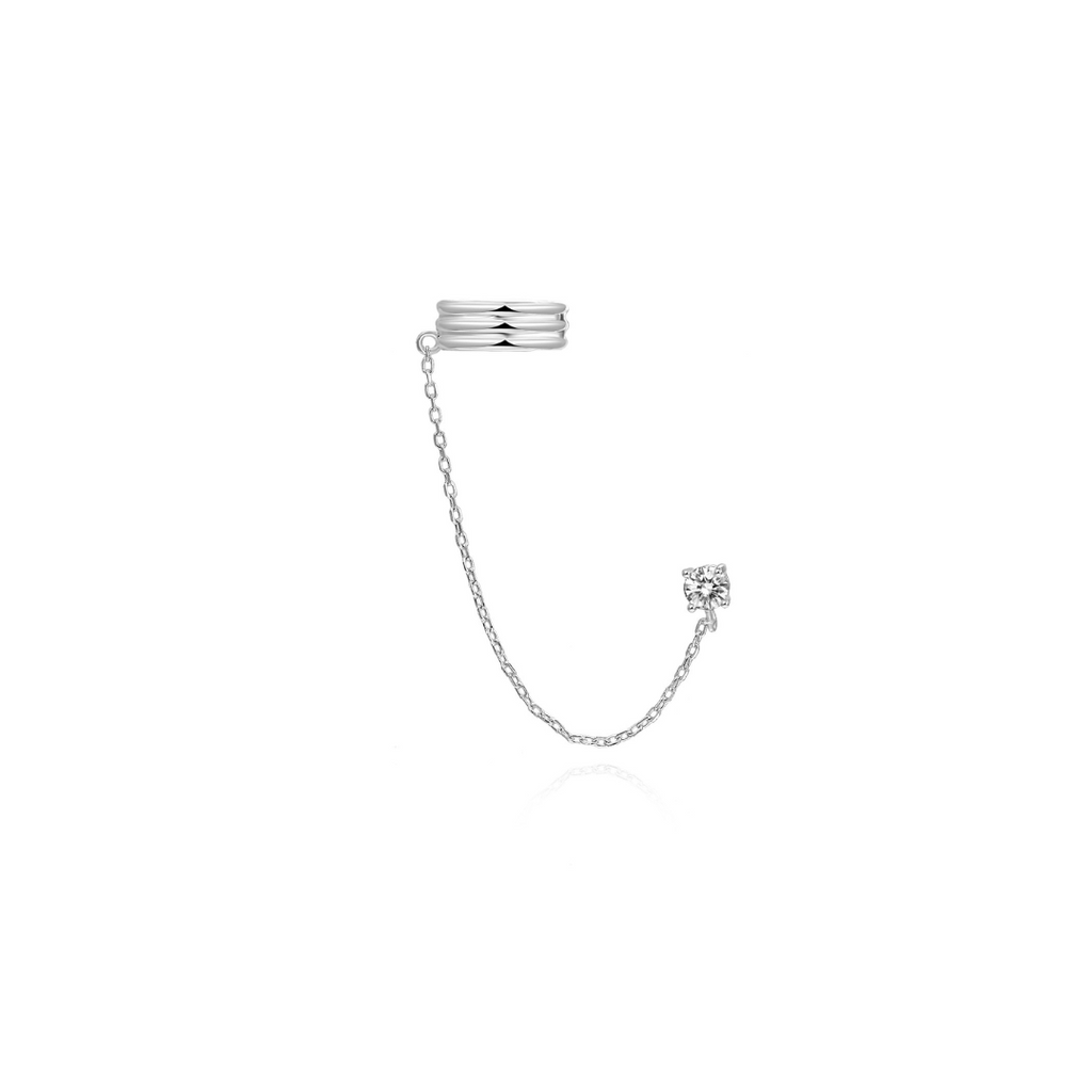 Stříbrný ear cuff s řetízkem