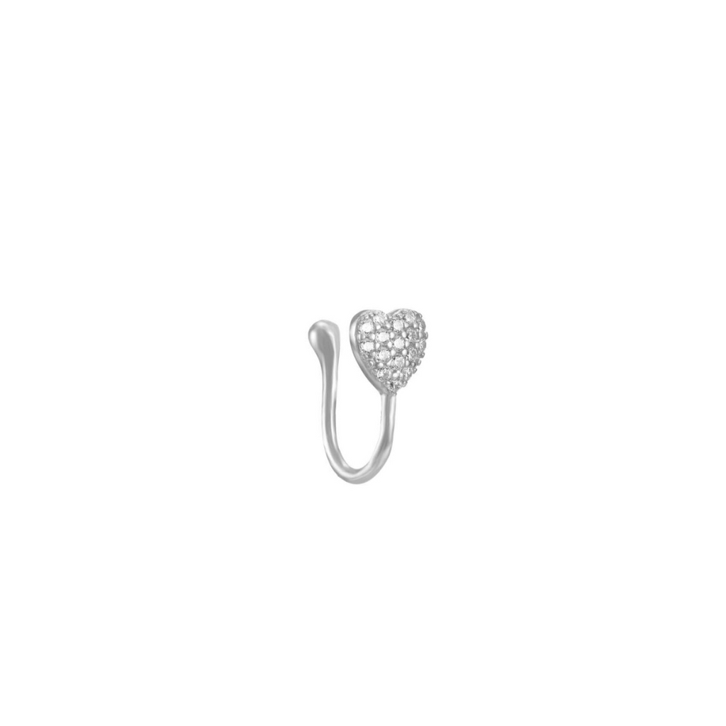 Stříbrný ear cuff srdce