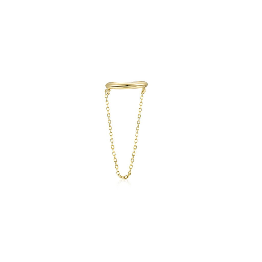 Zlatý ear cuff s řetízkem