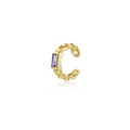 Zlatý ear cuff s fialovým zirkonem