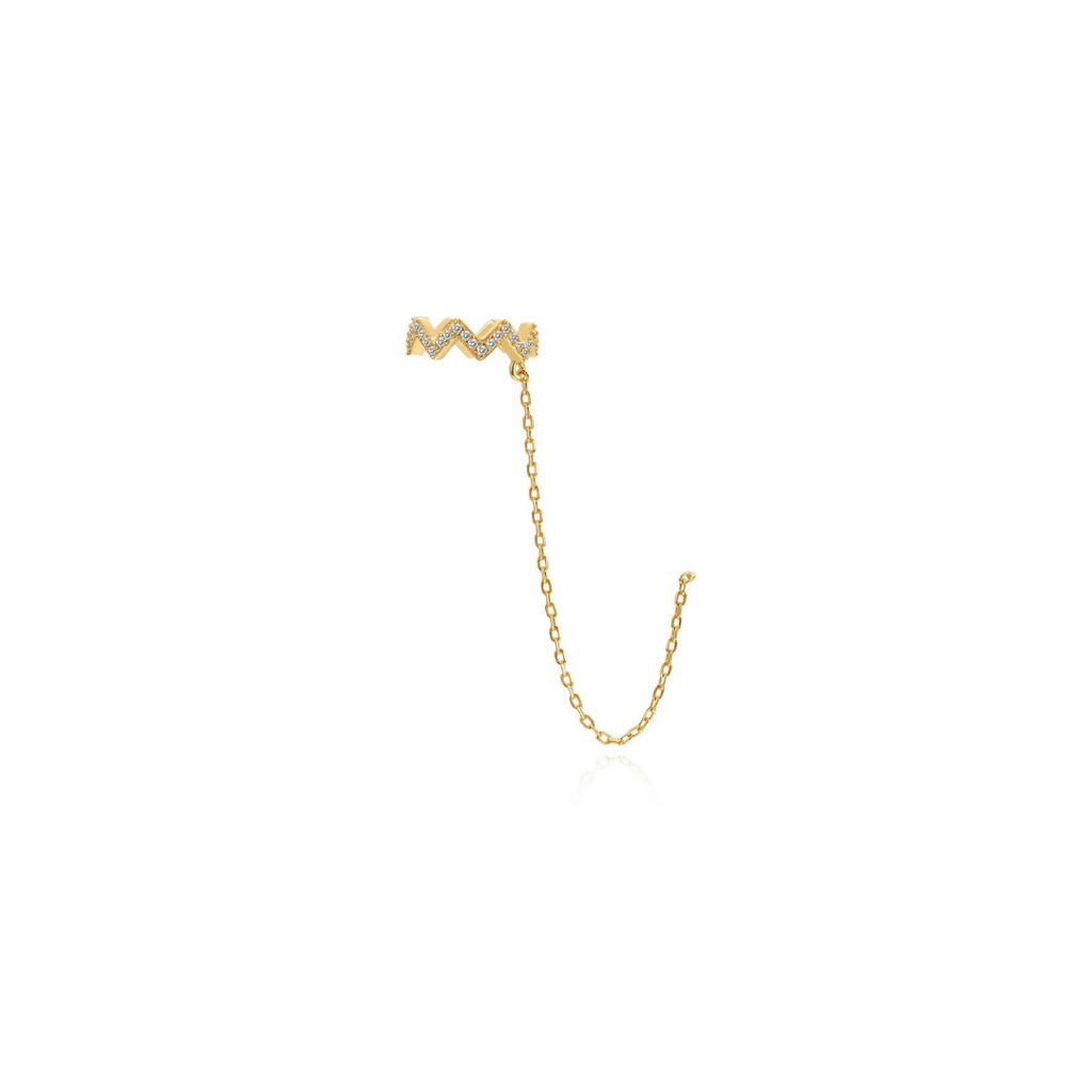 Zlatý ear cuff zigzag