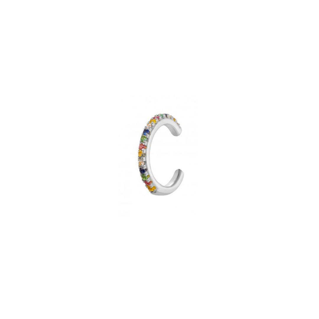 Stříbrný ear cuff s barevnými zirkony