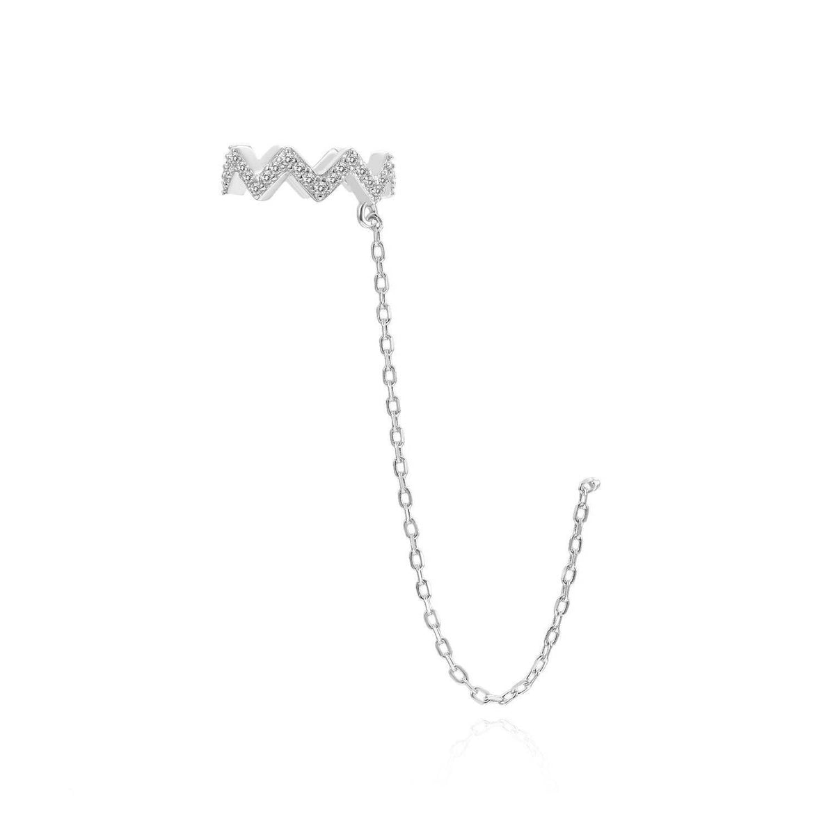 Stříbrný Ear Cuff Zigzag