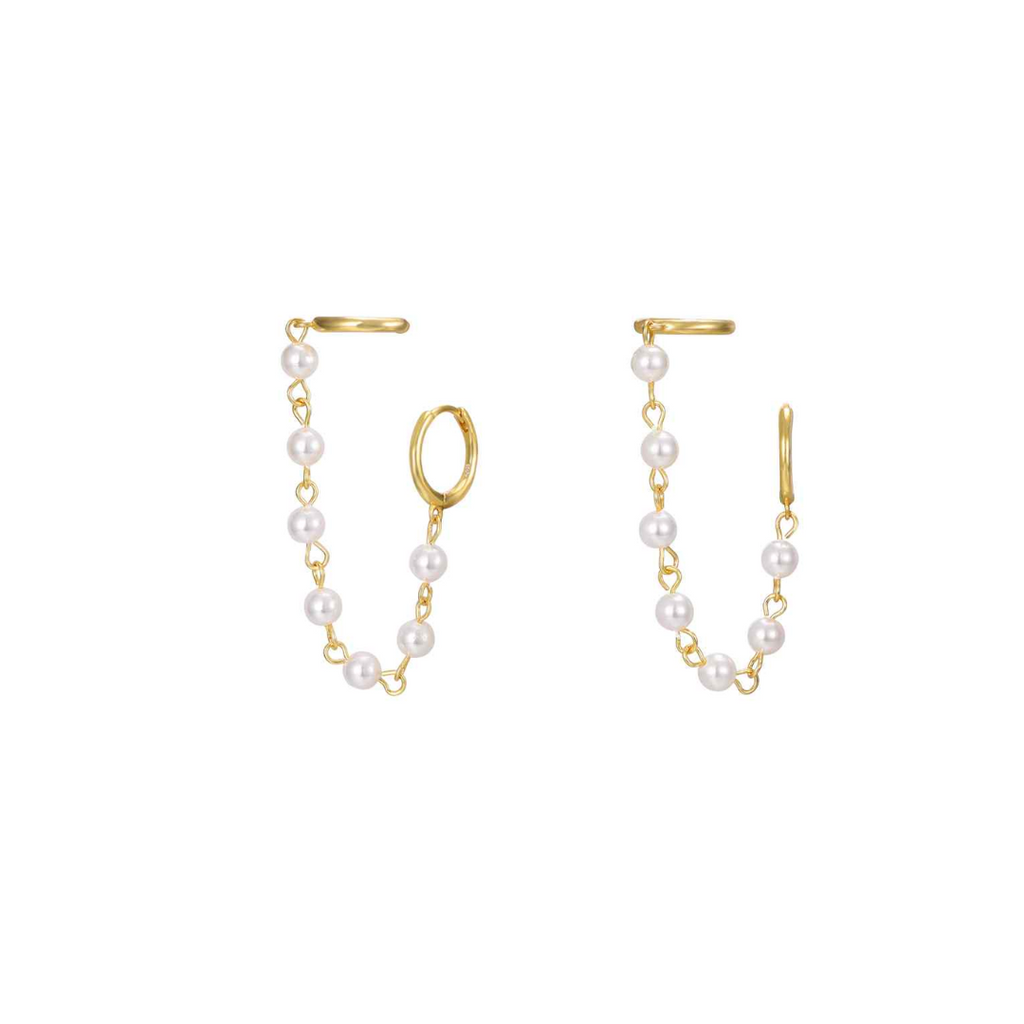 Zlatý ear cuff s perlami