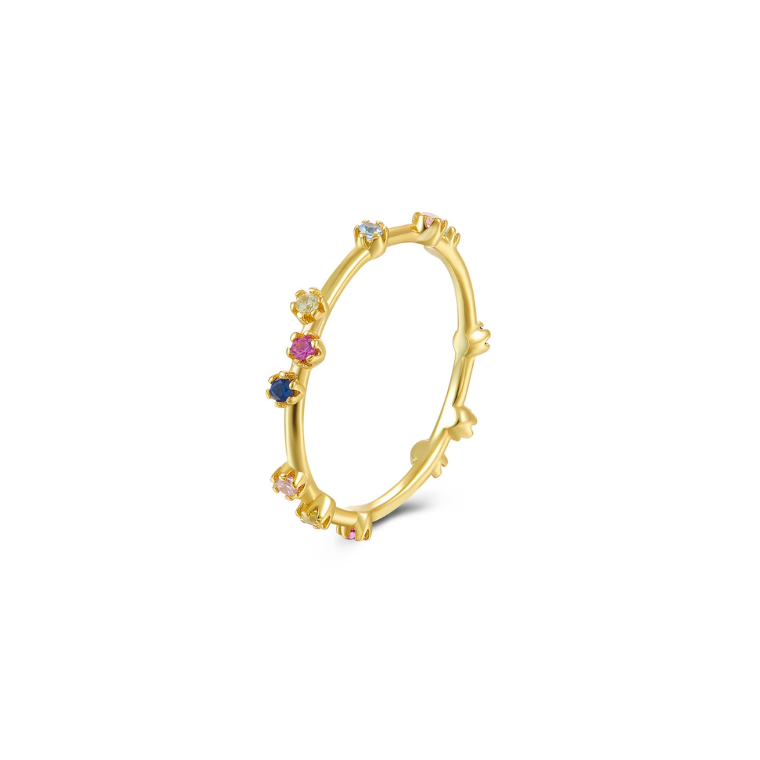 Zirconia Ring - American style - Silver gold plated