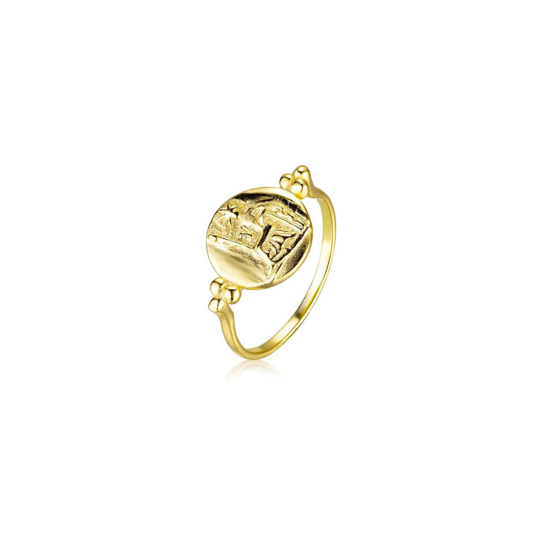 Silver Ring - Coin -Silver Gold Plated - SilverSterling