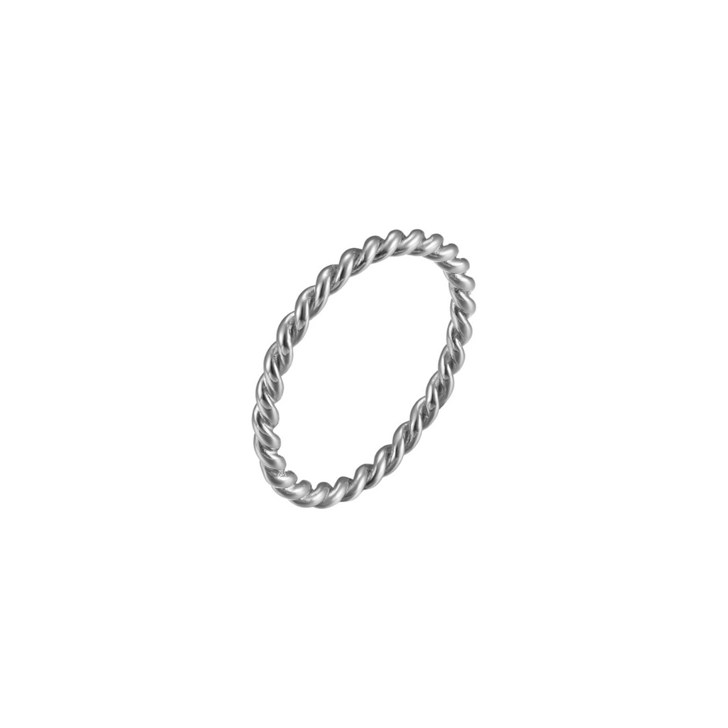 Silver Ring - Twisted Balls - Silver Rhodium