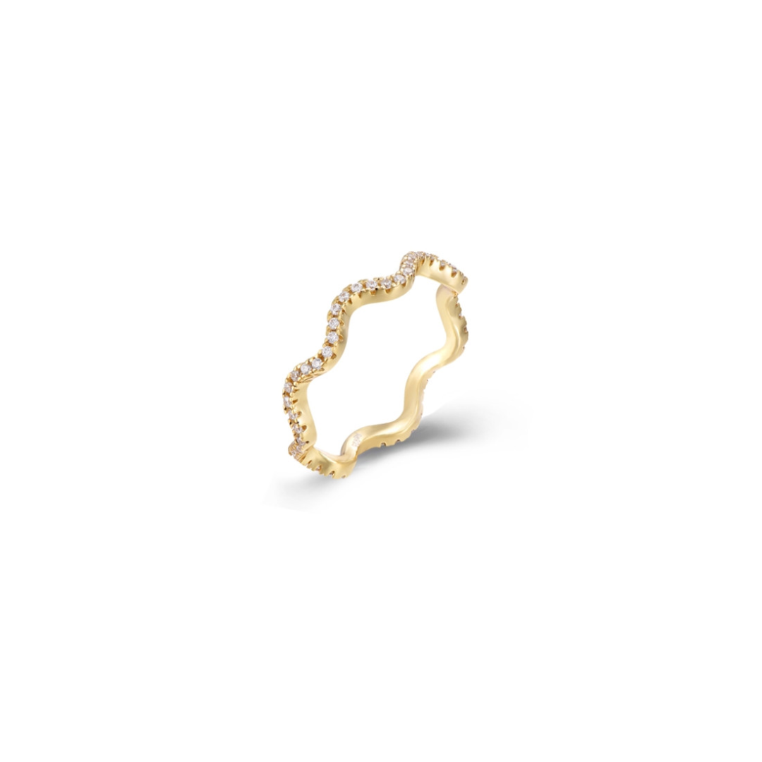 Zircon Wave Ring - Gold Plated